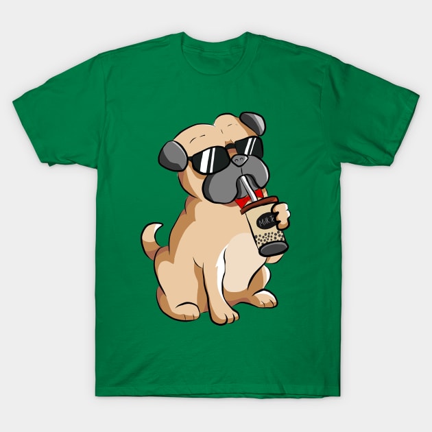 Pug dog drinking tea. Perfect present for mom mother dad father friend him or her T-Shirt by SerenityByAlex